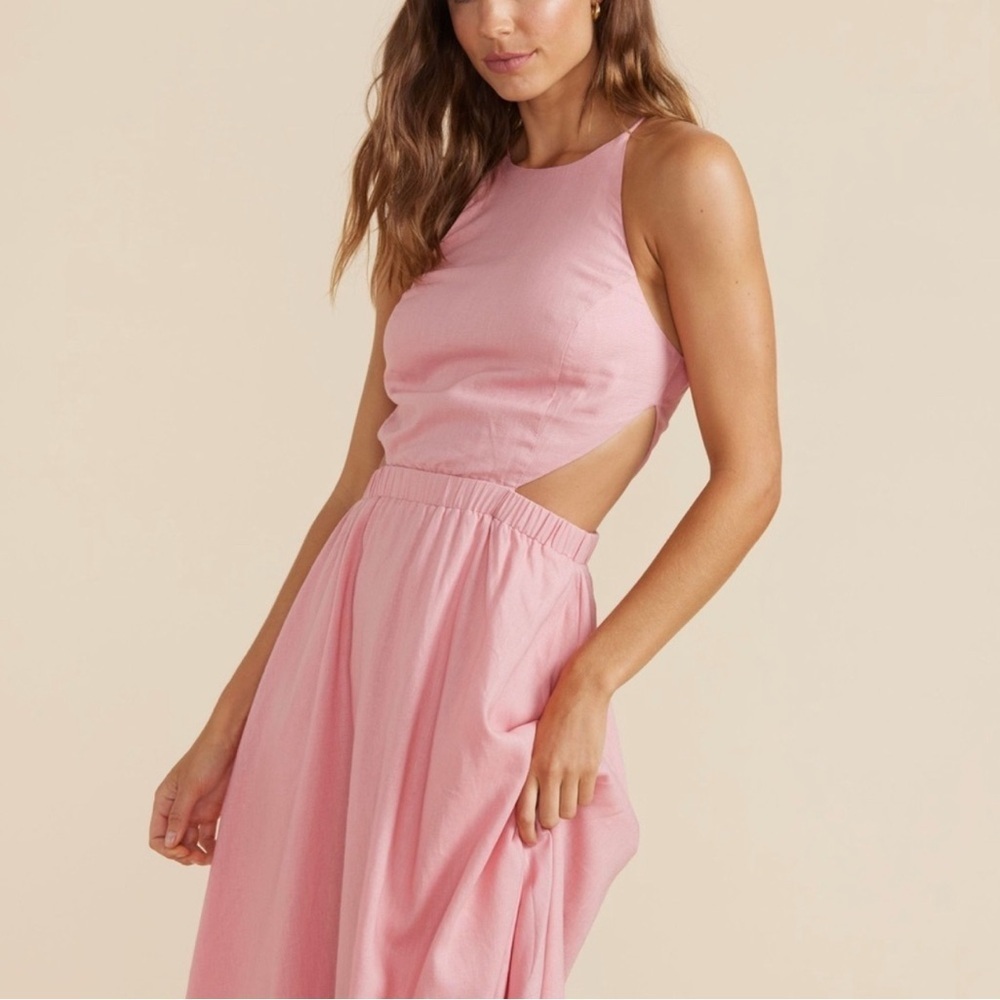 MINKPINK
Peyton Midi Dress in Cotton  Pink Cutout Maxi Dress - Picture 2 of 6